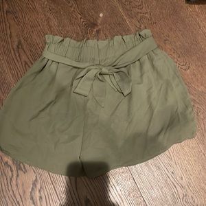 Green shorts with tie